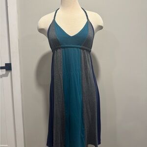 Navy, Teal, and Gray Halter Dress size Small